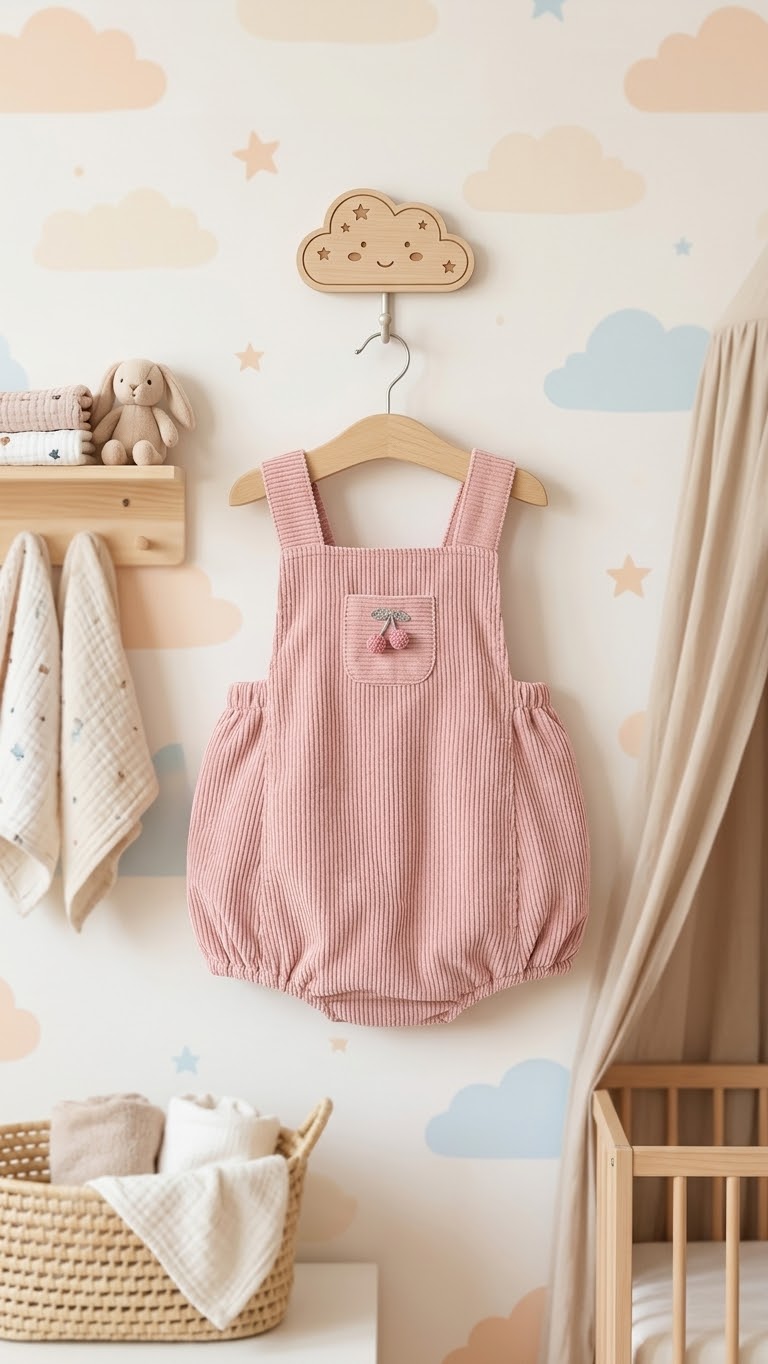Cherry Corduroy Bubble Romper