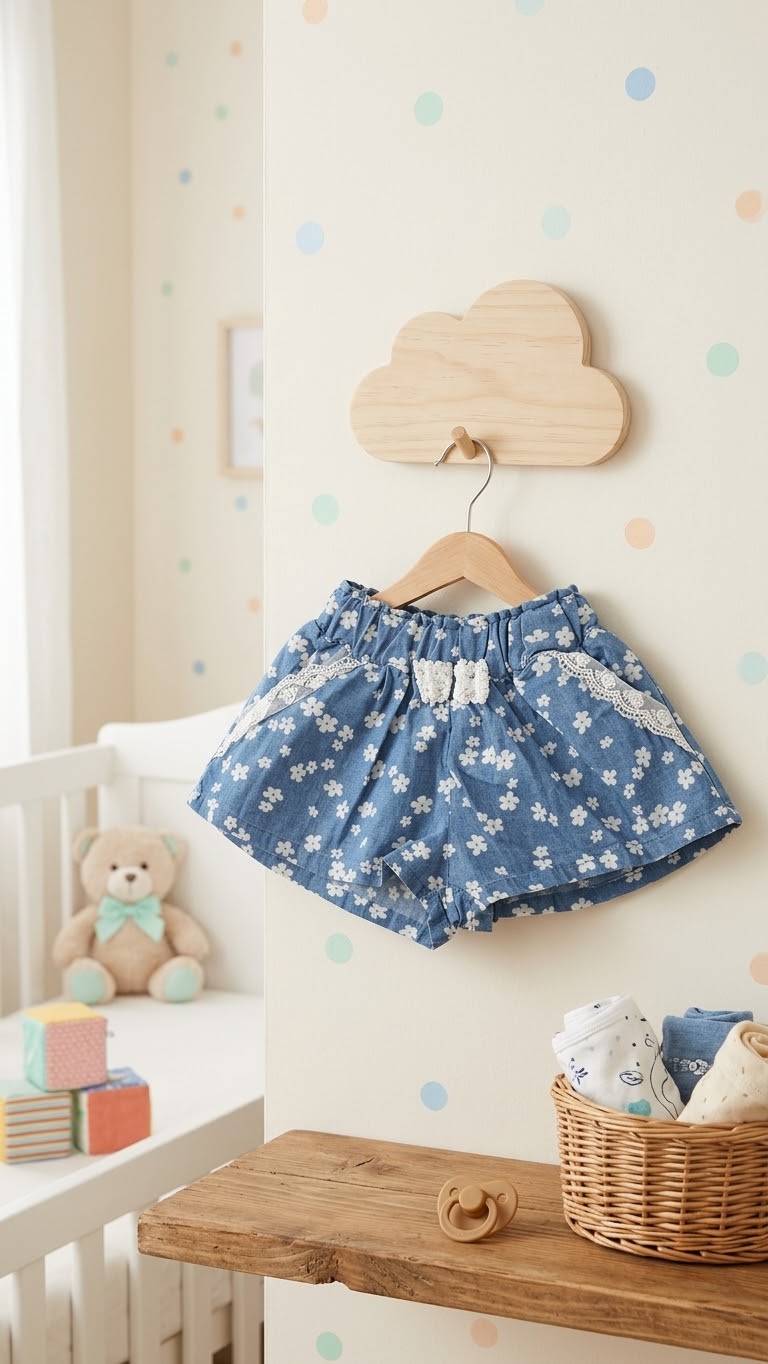Size: 2-5 yr Forget-Me-Not Floral Shorts