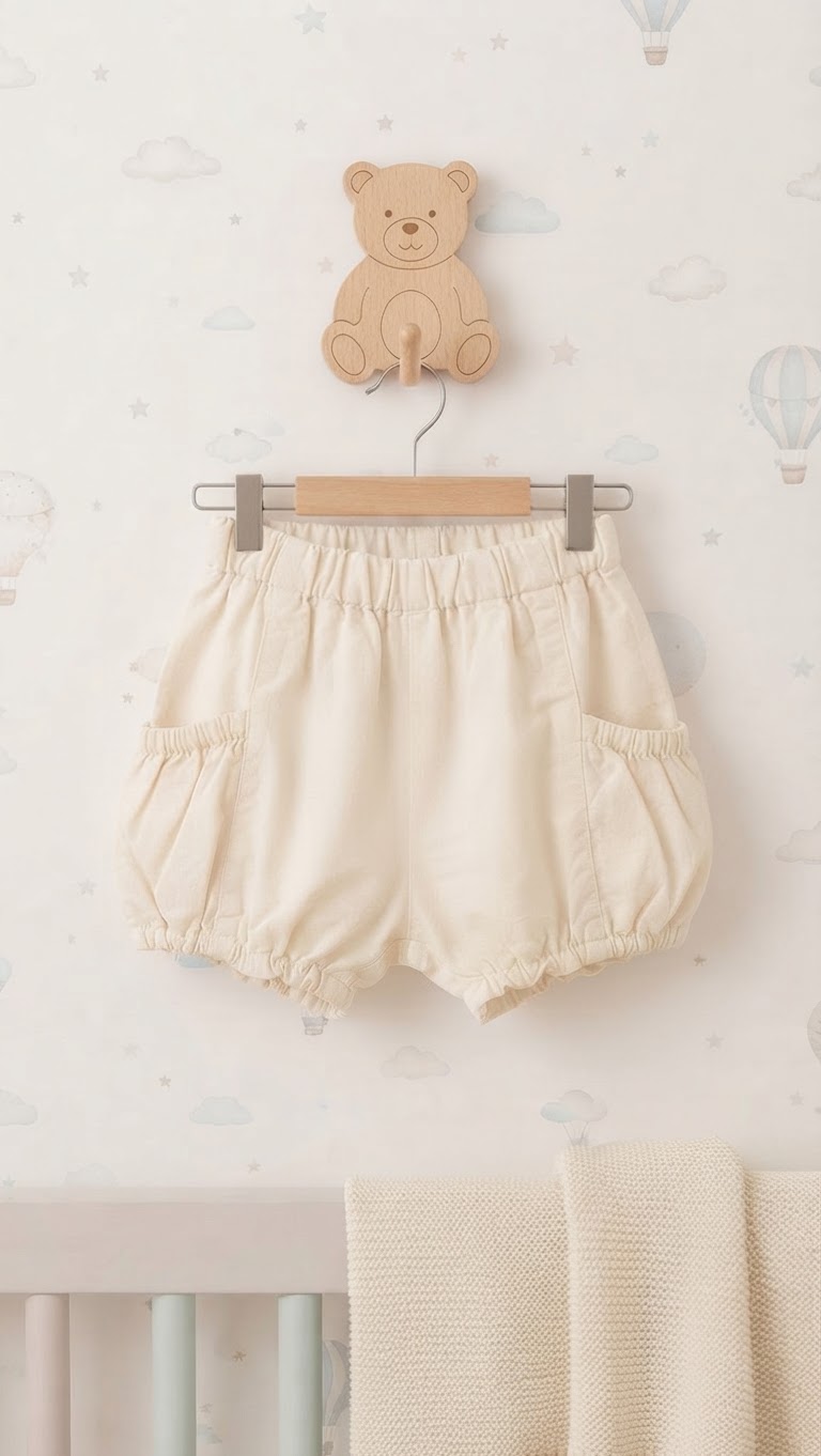Size: 3-5yr Vanilla Pocket Bubble Shorts
