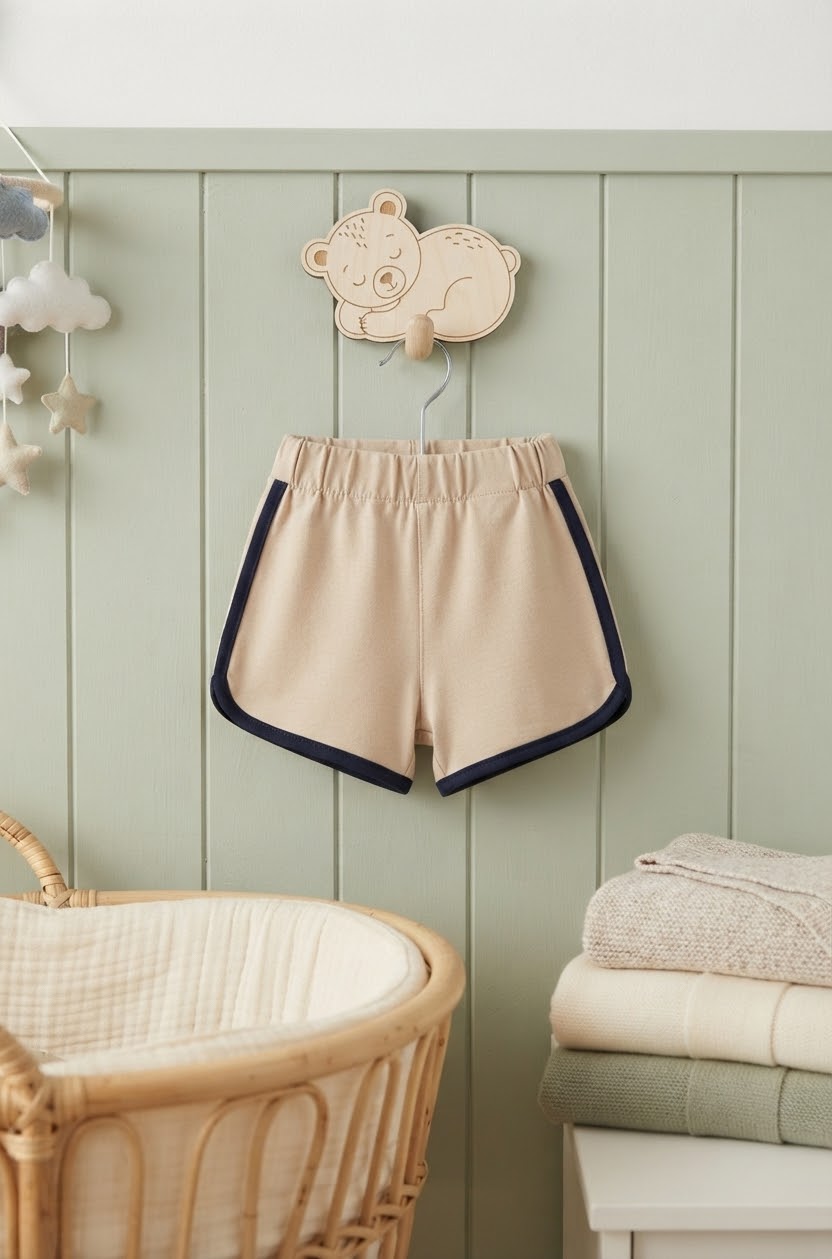 Size: 6-12M beige toddler/baby runner shorts
