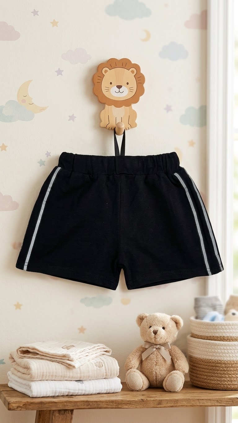 Size: 6-10M Baby Contrast Tape side Shorts