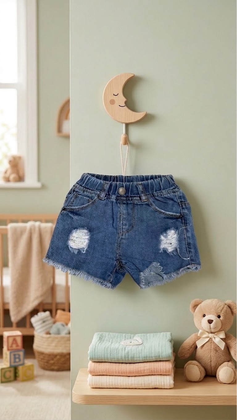 Size: 6-9M Denim ripped short