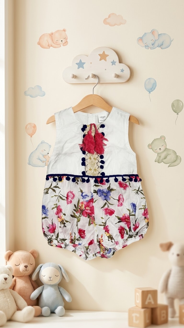 Size: 9-12M Pom-Pom Petal Play Romper
