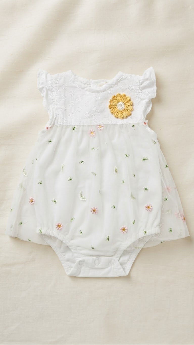 Size:12-18M The Little Daisy Flutter Romper
